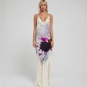 Rat & Boa ANGELINA DRESS - Elegant Cream and Purple Halter Dress